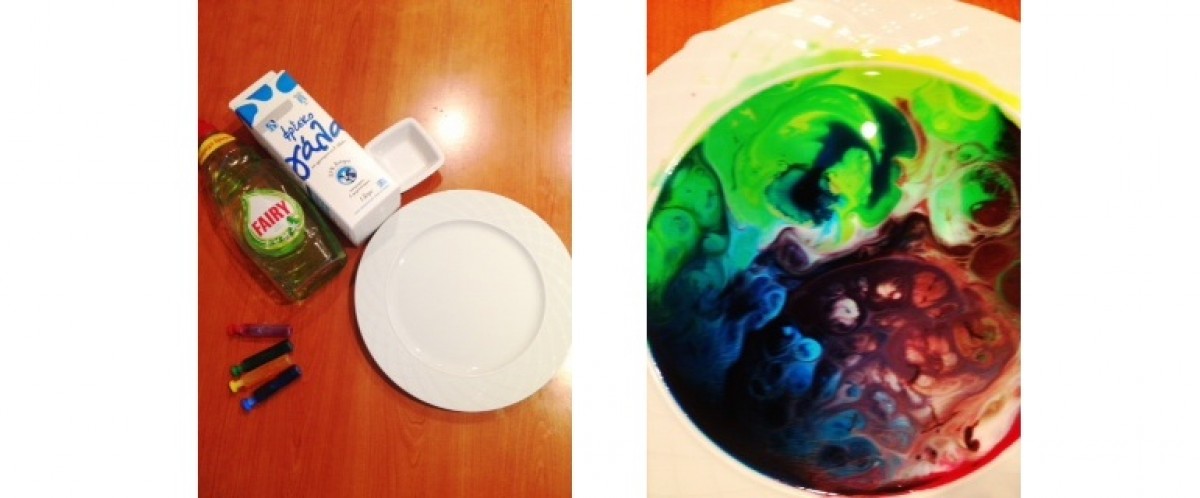Κάνουμε πειράματα με γάλα, απορρυπαντικό πιάτων και χρώμα