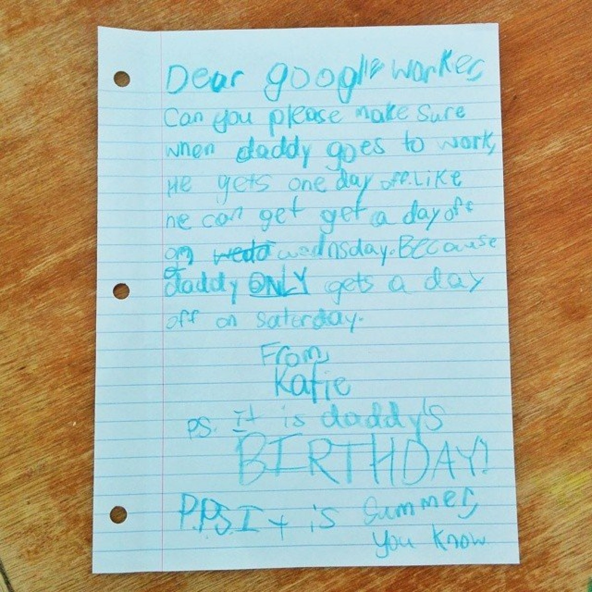 Κοριτσάκι γράφει γράμμα στη Google για να δώσει άδεια στο μπαμπά της