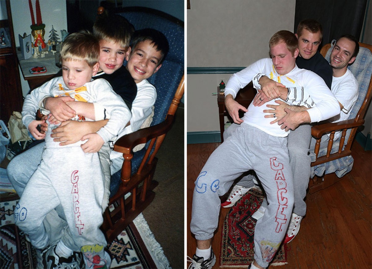 Τρία αδέλφια φωτογραφίζονται ξανά όπως παλιά για τη μαμά τους