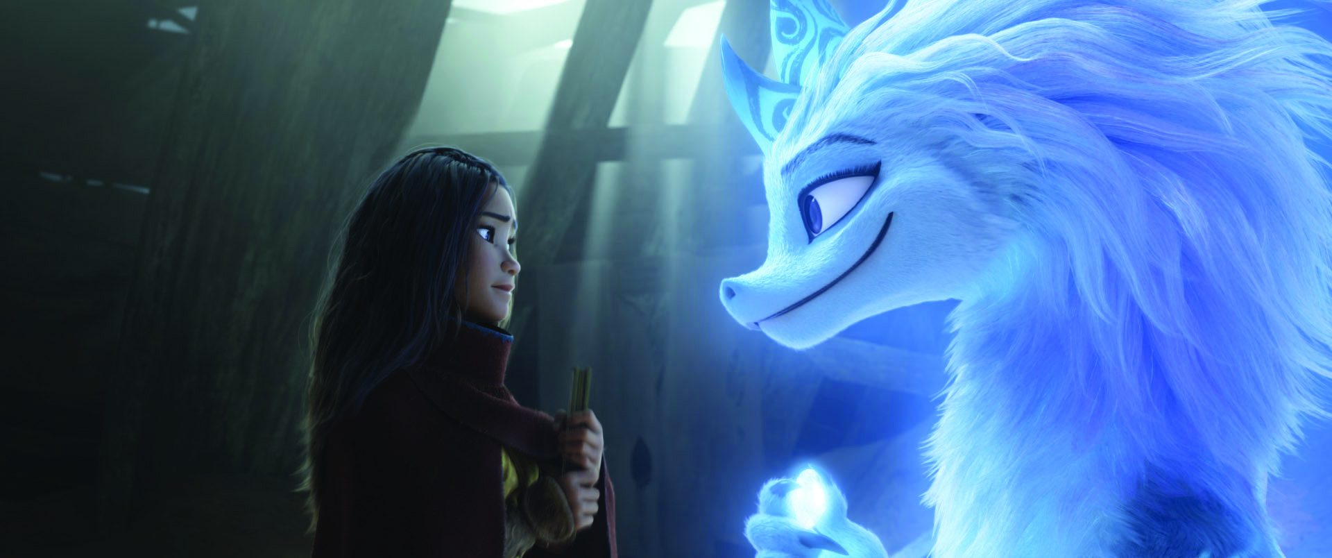 Raya seeks the help of the legendary dragon, Sisu. Seeing what’s become of Kumandra, Sisu commits to helping Raya fulfill her mission in reuniting the lands. Featuring Kelly Marie Tran as the voice of Raya and Awkwafina as the voice of Sisu, Walt Disney Animation Studios’ “Raya and the Last Dragon” will be in theaters and on Disney+ with Premier Access on March 5, 2021. © 2021 Disney. All Rights Reserved.